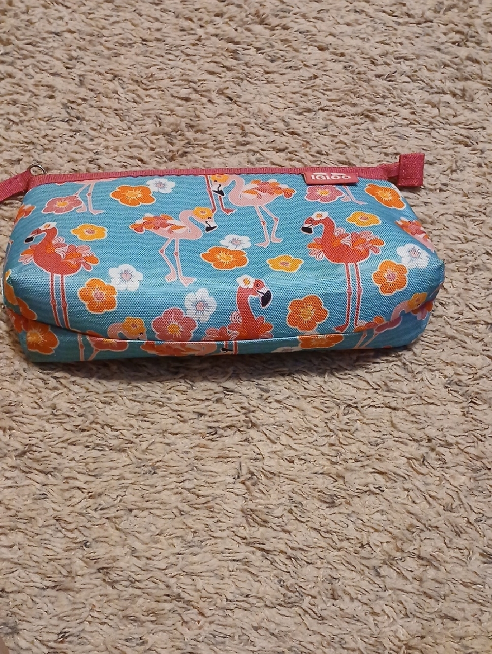 Igloo Blue Flamingo Kids Pencil Case with Pink and Orange Accents